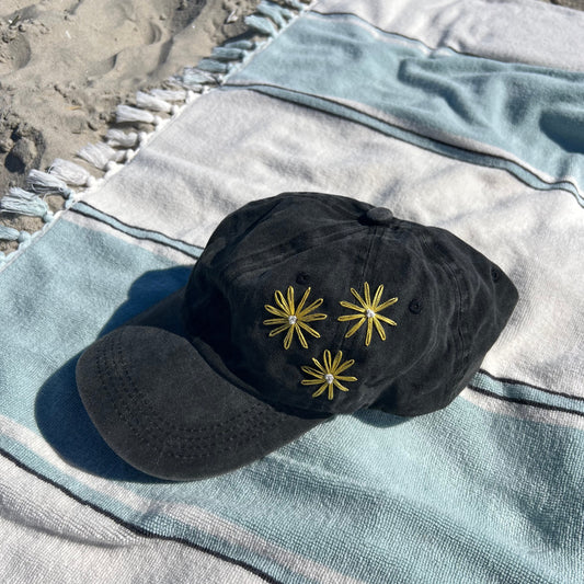Yellow Daisy Hand Embroidered Hat