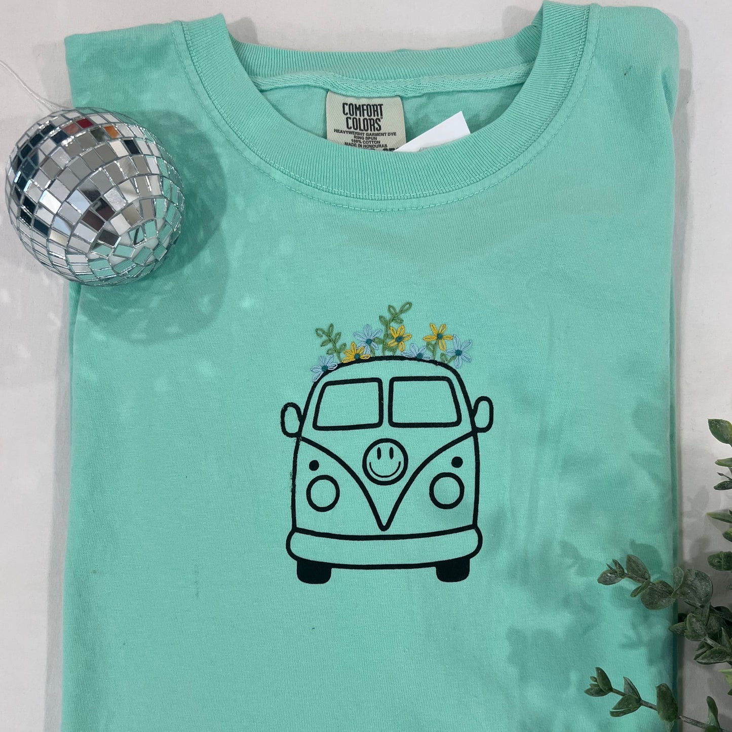 Groovy Bus Hand Embroidered Shirt