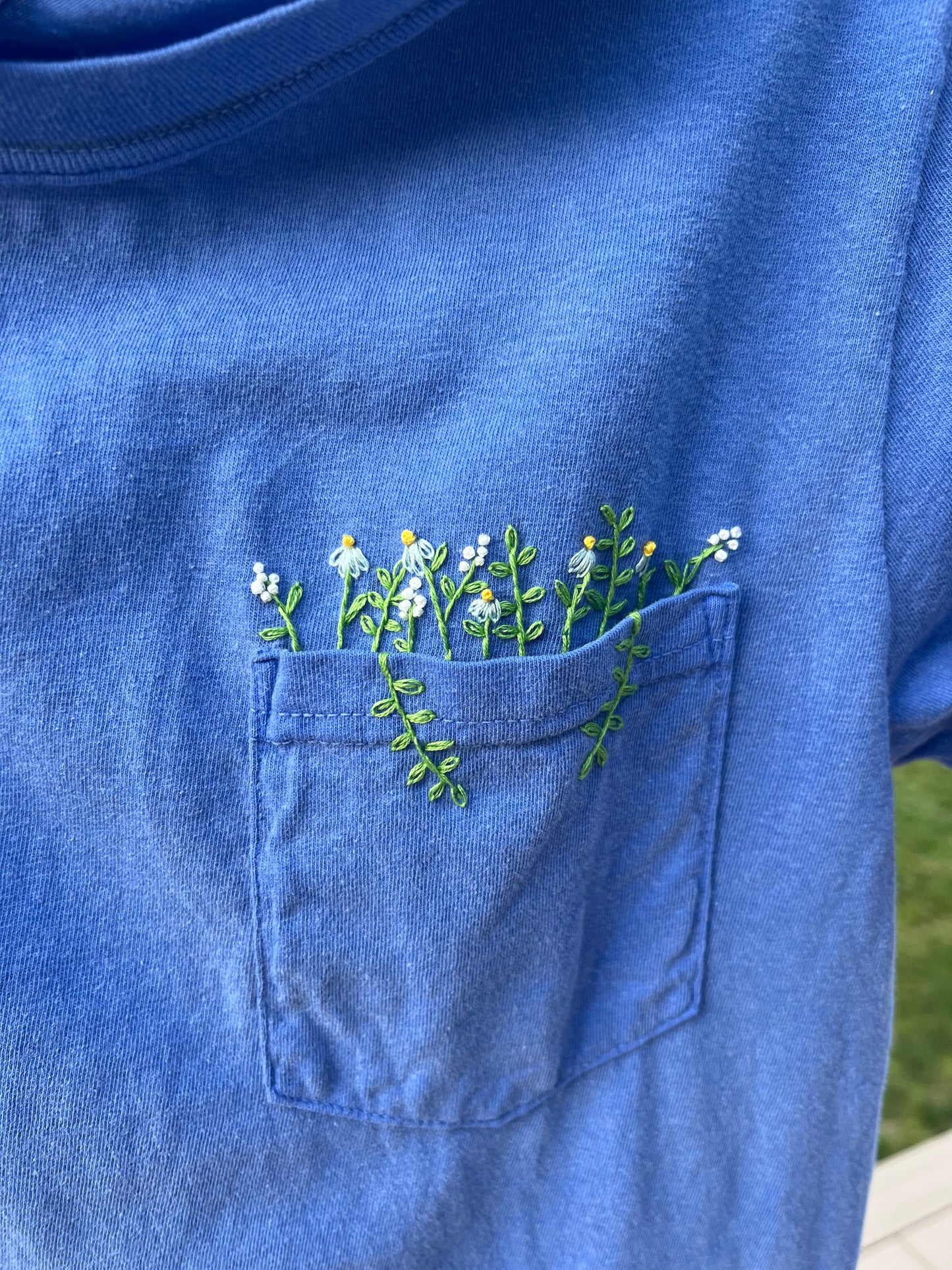 Pocket Full of Wildflowers Hand Embroidered Shirt