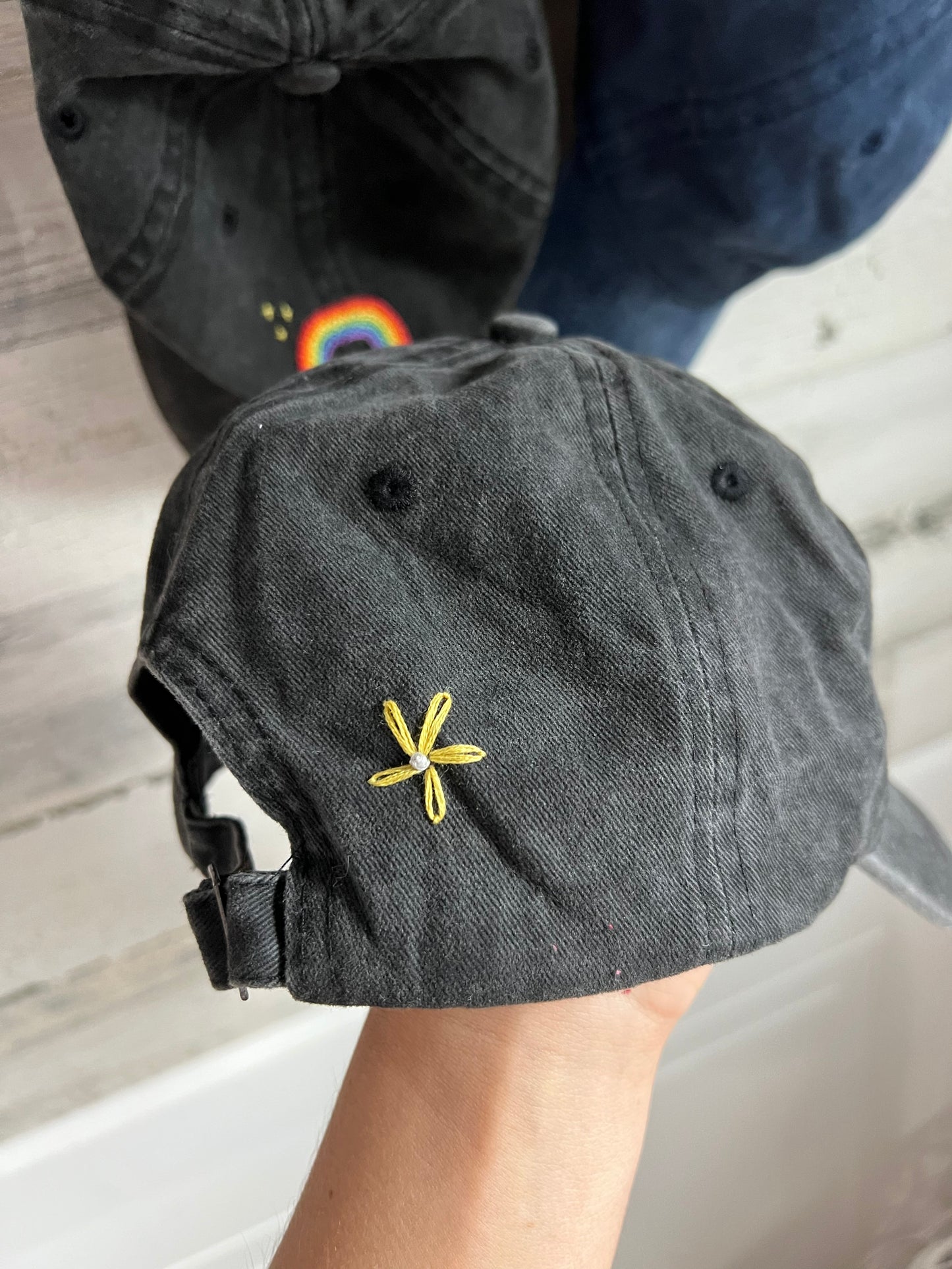 Yellow Daisy Hand Embroidered Hat