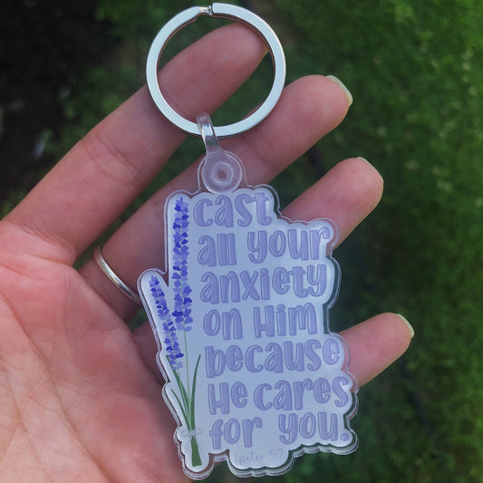 Cast your anxiety on Him Keychain